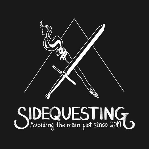 Sidequesting Logo, front and back - White by Sidequesting