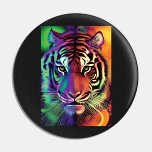 Psychedelic Tiger | Colorful Tiger Art | Astral Tiger Painting | Beautiful Multicolored Tiger Pin