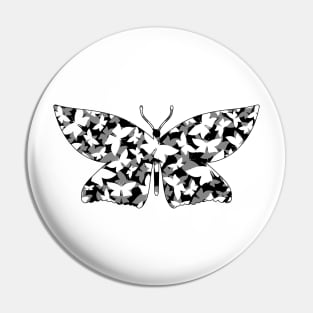 Veil of Butterflies, White on Black Pin