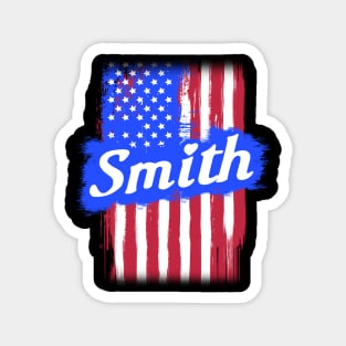 American Flag Smith Family Gift T-shirt For Men Women, Surname Last Name Magnet