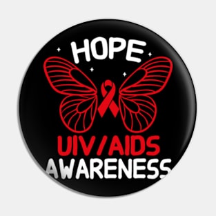 Everyday Is World Aids Day HIV AIDS Awareness Red Ribbon Pin