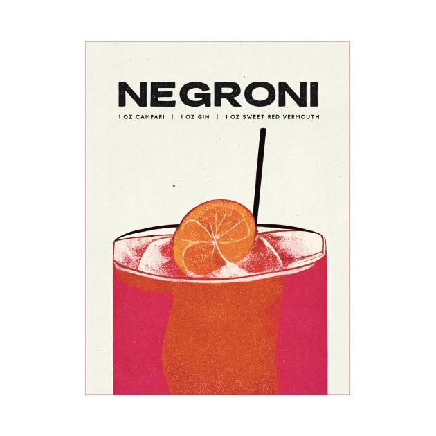 Negroni Retro Poster Big Big Glass Bar Prints, Vintage Drinks, Recipe, Wall Art by BetterManufaktur