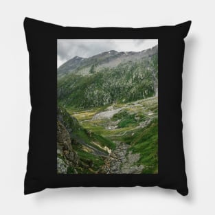 Mountains of Switzerland - Rocky Green Alpine Landscape in Ticino Switzerland Pillow