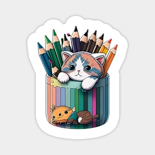 Cute Crayon Cat - Colorful Cat Kitten Lover Magnet