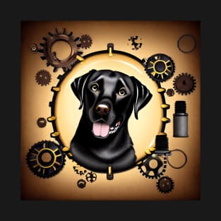 Steampunk Black Lab and Broken Gears T-Shirt