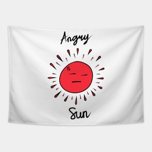 Angry Sun Red Hand Drawing Tapestry