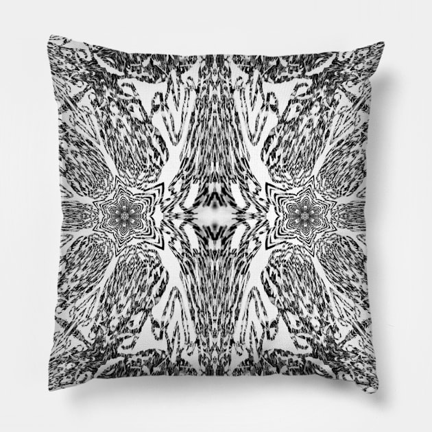 Black & White Squiggle Modern Print Cross Pillow by Moon Art