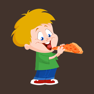 Kid Eating Pizza T-Shirt