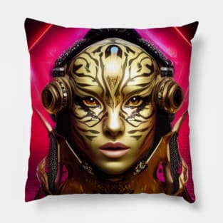 Golden Headphone Tigress Pillow