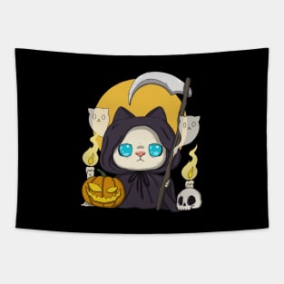 Cute Grim Reaper Neko Tapestry