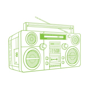 Boombox (Yellow Green Lines) Analog / Music T-Shirt