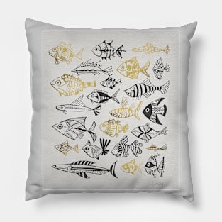 fish inkings black Pillow