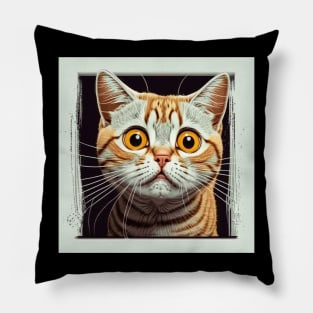 Funny Scared Ginger Cat Face, Cat Lover, Scaredy Cat Pillow