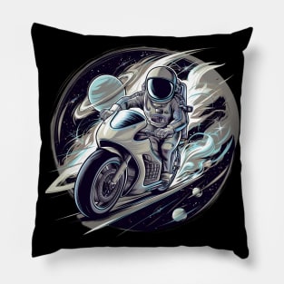 Astronaut Riding Motorcycle Pillow
