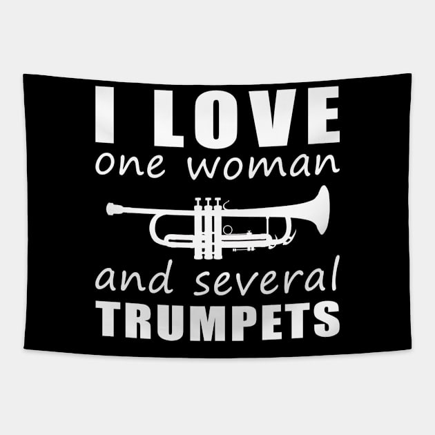 Brass Harmony - Funny 'I Love One Woman and Several Trumpets' Tee! Tapestry by MKGift