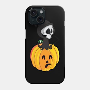 Halloween pumpkin head and reaper cute version Phone Case