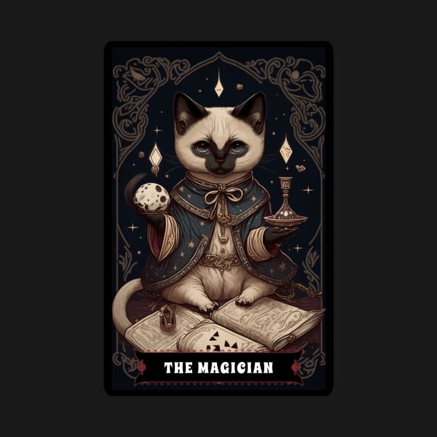 Siamese Cat The Magician Tarot Card by UnrealArtDude