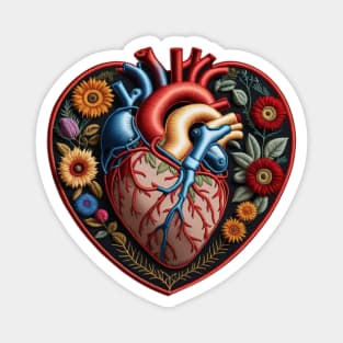 Valves Bursting Botanical Heart Embroidered Patch Magnet