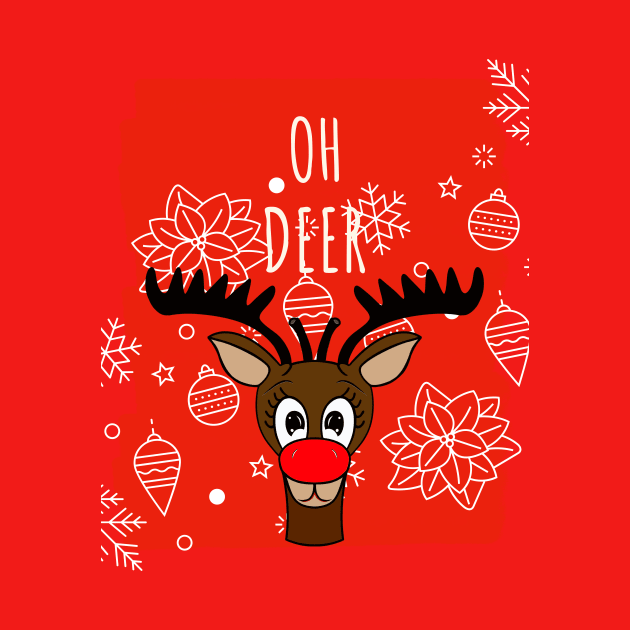 Reindeer Merry Christmas Oh Deer Funny Quote by SartorisArt1