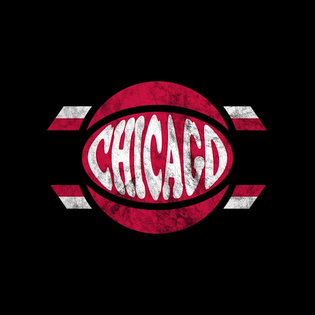 Chicago Basketball retro and distressed ball and stripe by MulletHappens