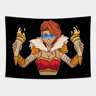 Shield maiden with tink horns Tapestry