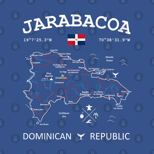 Jarabacoa Dominican Republic Flag Travel Map Coordinates GPS by French Salsa