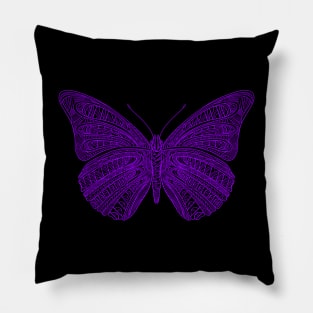 Butterfly design created using line art - purple version Pillow