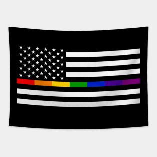 Thin Rainbow Line Flag Tapestry