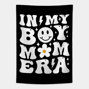 Smile Face In My Boy Mom Era Groovy Mother's Day Tapestry