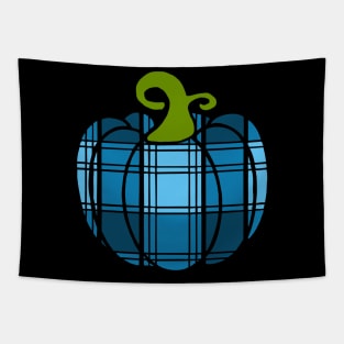 Teal Plaid Pumpkin Tapestry