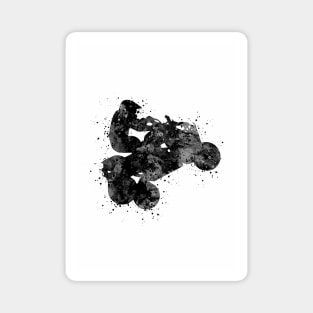 Four Wheeler Riding Boy Black and White Silhouette Magnet