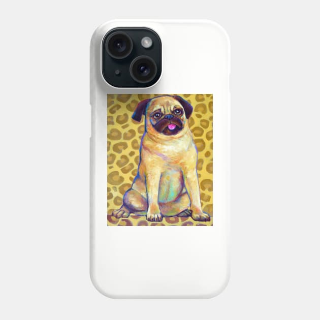 Funky Pug With Cheetah Print Phone Case by RobertPhelpsArt