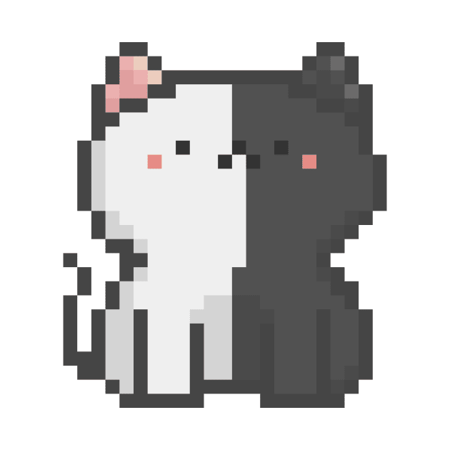 Pixel Quiet Two Face White Black Cat 41 by Infinite Mew Mew