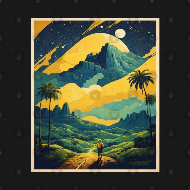 Goias Brazil Starry Night Vintage Tourism Travel Poster Art by TravelersGems