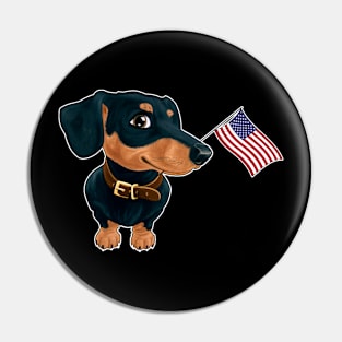 American Flag Dachshund Dog Love Pin