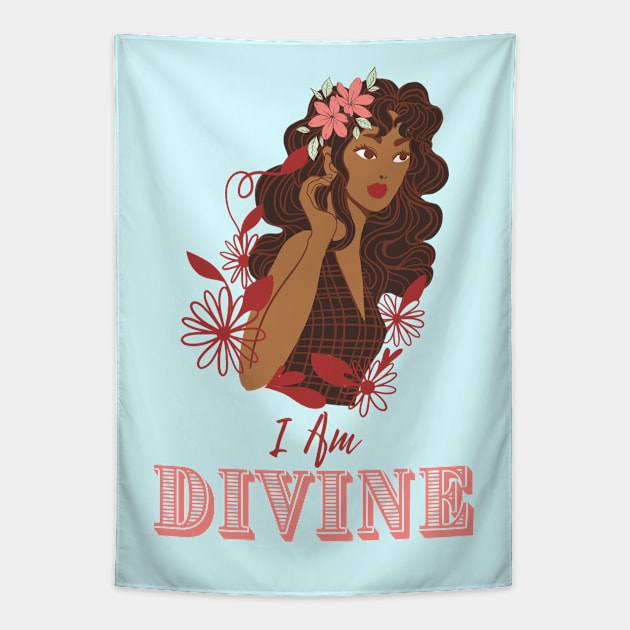 I Am Divine - Brown Girl Beauty Tapestry by Hypnotic Highs