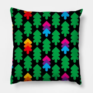 Green and colorful fir trees pattern, version two Pillow