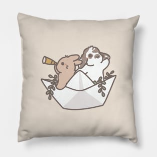 Bunnies in Paper Boat Pillow