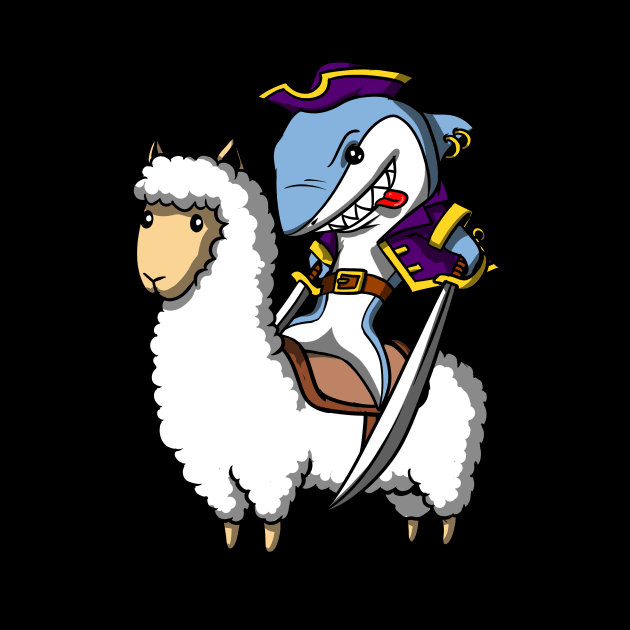 Shark Pirate Riding Llama by underheaven