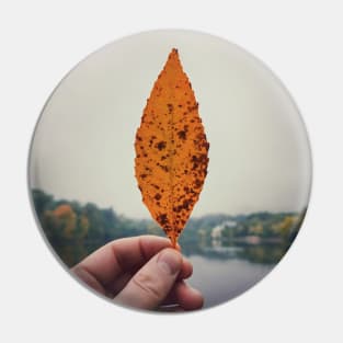 hand holding yellow leaf Pin