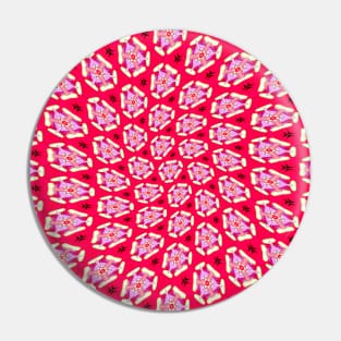 Red Passion Flower Pattern Pin