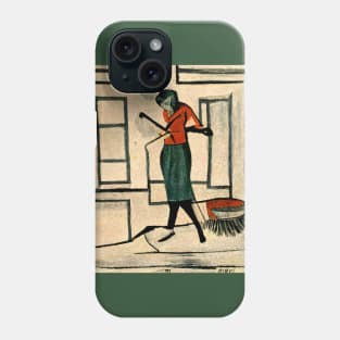 Old fashioned sketch graphic of woman in her house. Phone Case