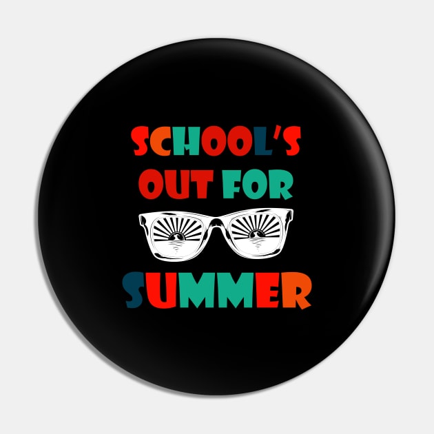 Retro Last Day Of School Schools Out For Summer Teacher Gift Pin by Trendy_Designs