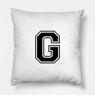 Initial Letter G - Varsity Style Design - Black text Pillow