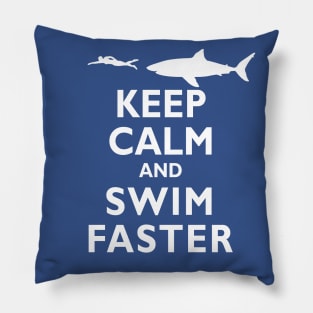 Funny Keep Calm and Swim Faster Shark Swimming Swimmer Pillow