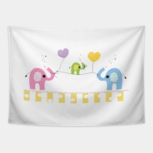 Cute elephants and baby elephant Tapestry