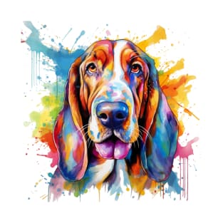 Basset Hound Splash AI Art T-Shirt