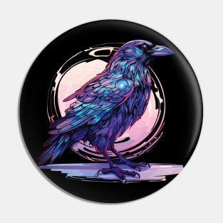 Holographic Raven Halloween Design Pin