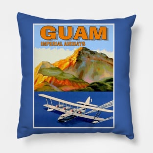 Imperial Airways Vintage Fly to Guam Advertising Print Pillow