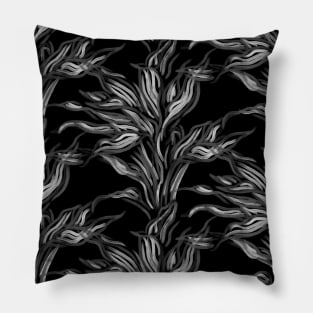 Black and White Funky Leaves Pillow